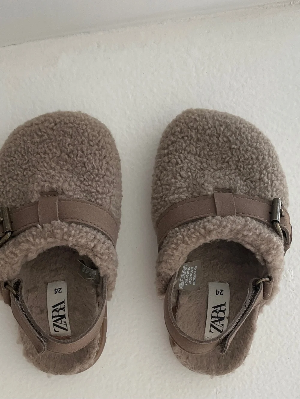 Zara Kids Taupe Fleece Clog Mules
